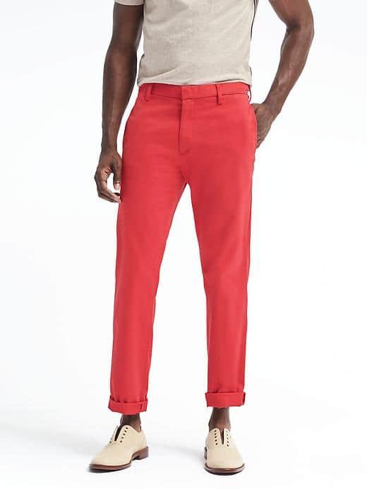 Banana Republic Mens Gavin Relaxed Straight Chino - Red