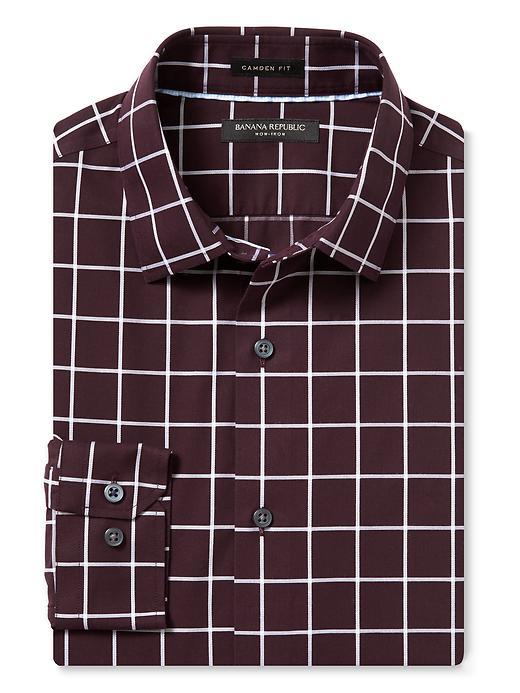 Banana Republic Mens Camden Fit Non Iron Windowpane Shirt Size L Tall - Royal Violet