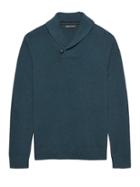 Banana Republic Mens Extra-fine Italian Merino Woolshawl-collar Sweater Loch Green Size Xs