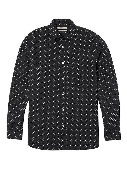 Banana Republic Mens Heritage Grant Slim Fit Dot Shirt - Black
