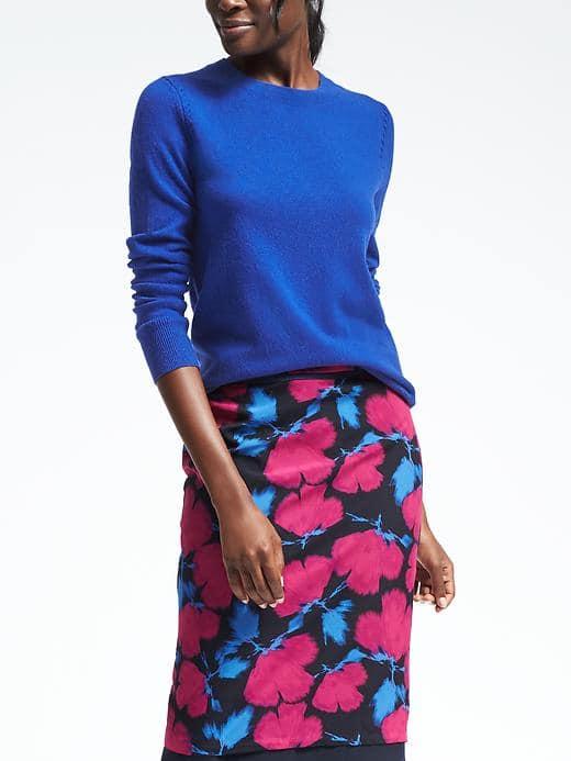 Banana Republic Womens Italian Cashmere Blend Rope Trim Pullover - Royal Blue