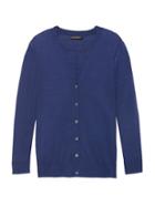Banana Republic Womens Machine-washable Merino Boyfriend Cardigan Sweater Blue Iris Size L