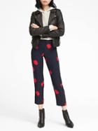 Banana Republic Womens Petite Avery Straight-fit Floral Ankle Pant Navy Size 14