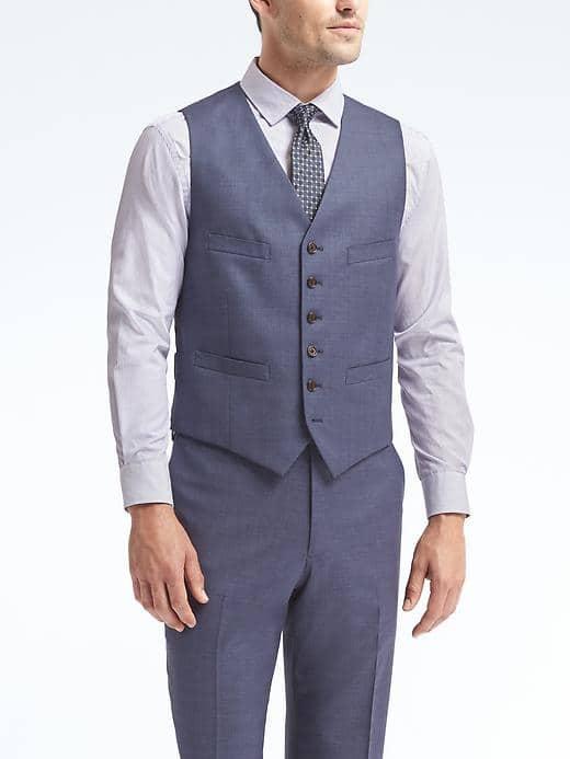 Banana Republic Mens Solid Wool Suit Vest - Bright Blue