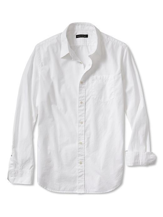 Banana Republic Tailored Slim Fit Soft Wash White Shirt - White