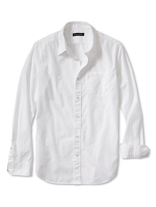 Banana Republic Tailored Slim Fit Soft Wash White Shirt White