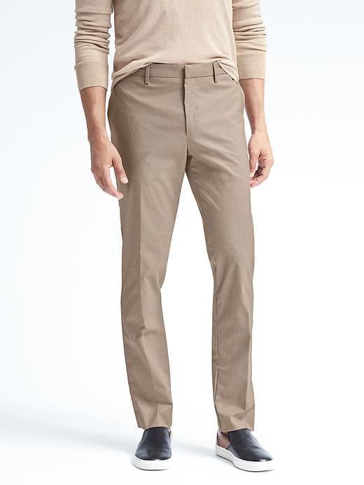 Banana Republic Mens Standard Non-iron Stretch Houndstooth Pant Khaki Size 33w