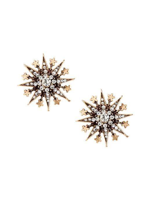 Banana Republic Crystal Starburst Stud Earring - Clear Crystal