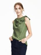 Banana Republic Bow Knot Top Size L Petite - New Olive