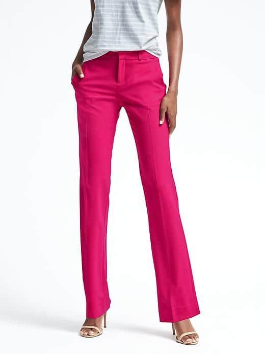 Banana Republic Logan Fit Pink Lightweight Wool Trouser - Hot Pink