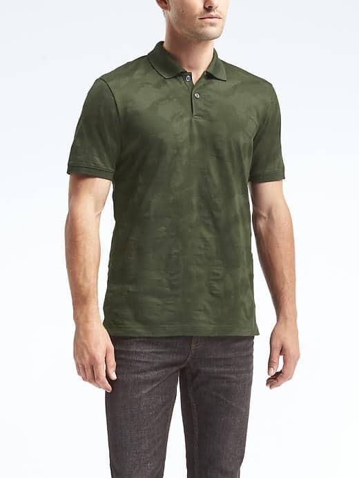 Banana Republic Mens Luxury Touch Camo Polo - Green