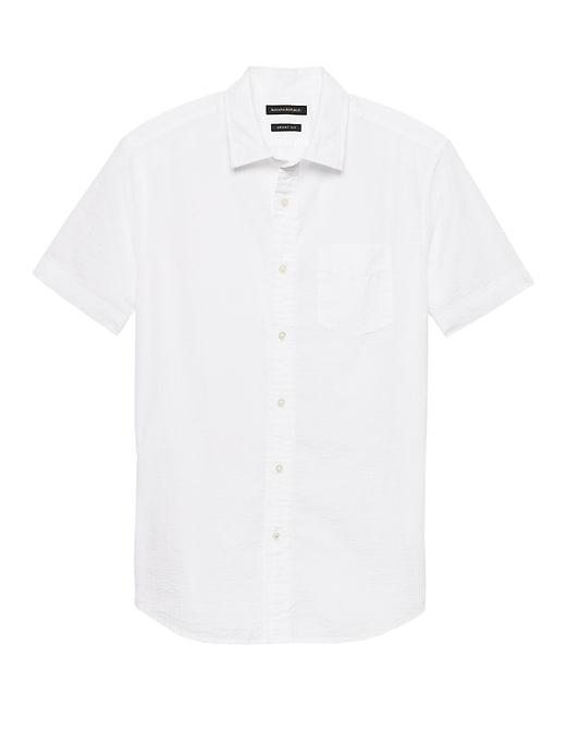 Banana Republic Mens Grant Slim-fit Seersucker Shirt White Size M