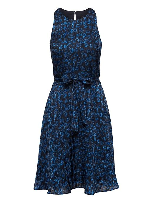 Banana Republic Womens Leopard Print Racer-neck Fit-and-flare Dress Leopard Print Size 8