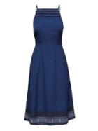 Banana Republic Womens Mixed-print Strappy Fit-and-flare Dress Bold Blue Stripe Size 14