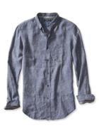 Banana Republic Mens Camden Fit Ikat Linen Shirt Size L Tall - Navy