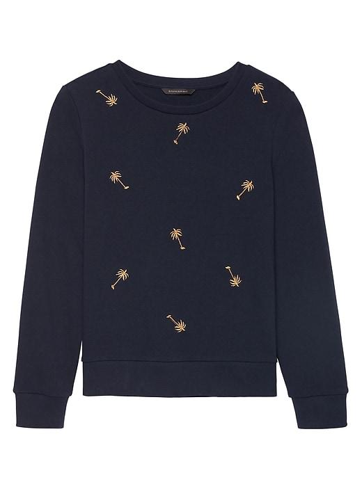 Banana Republic Womens French Terry Sweatshirt Navy With Gold Embroidery Size S