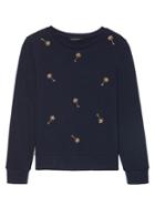 Banana Republic Womens French Terry Sweatshirt Navy With Gold Embroidery Size S