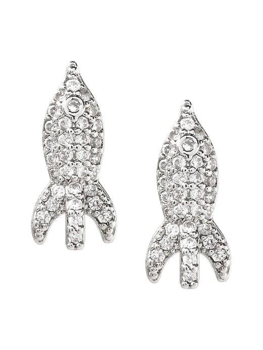 Banana Republic Womens Rocket Ship Stud Earring Silver Size One Size