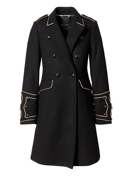 Banana Republic Womens Banana Republic X Olivia Palermo  ; Italian Melton Wool-blend Military Coat Black Size Xl