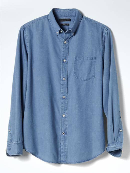 Banana Republic Mens Camden Fit Chambray Shirt - Indigo