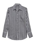 Banana Republic Womens Dillon Classic-fit Stripe Shirt Navy Size Xl