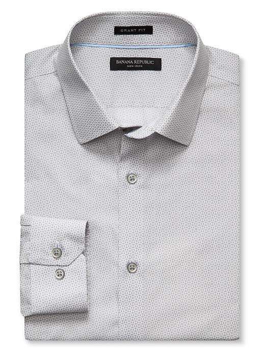 Banana Republic Mens Grant Fit Non Iron Gray Arrow Shirt Size L Tall - Gray Literature