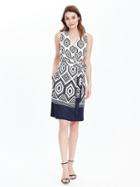 Banana Republic Womens Geo Sleeveless Wrap Dress Size 0 - Preppy Navy