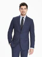 Banana Republic Mens Slim Blue Plaid Wool Suit Jacket Size 36 Regular - Blue