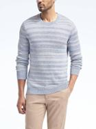 Banana Republic Mens Heritage Supima Stripe Crew Pullover - Allports Blue