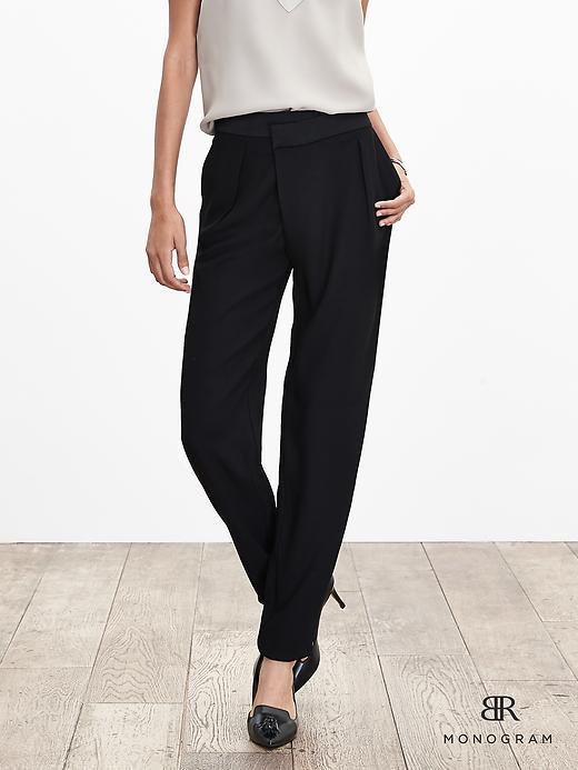 Banana Republic Womens Monogram Cross Front Drapey Pant Size 0 - Black