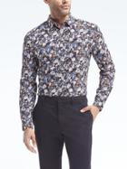 Banana Republic Mens Grant Fit Floral Flannel Shirt - Blue Print