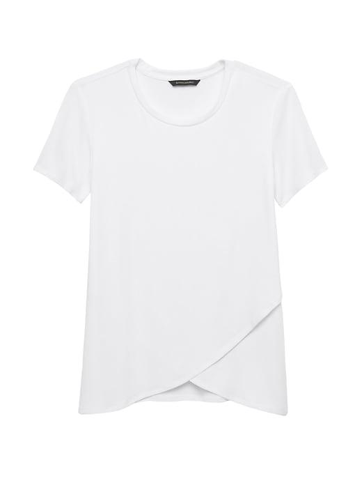 Banana Republic Womens Soft Sustainable Modal Cross-front T-shirt White Size Xs