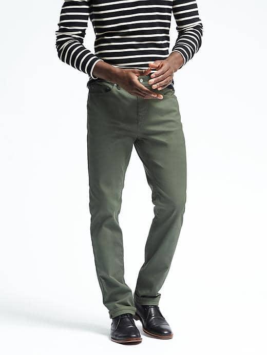 Banana Republic Mens Slim 5 Pocket Stretch Pant - Heritage Green