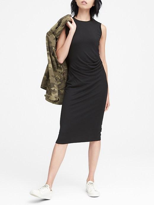 Banana Republic Womens Cozy Knit Side-rouche Sheath Dress Black Size S