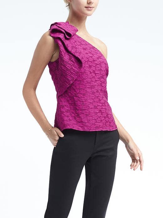 Banana Republic Womens Bow Shoulder Top - Bright Magenta