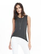 Banana Republic Womens Long Hi Neck Crew Tank Size L - Dark Charcoal