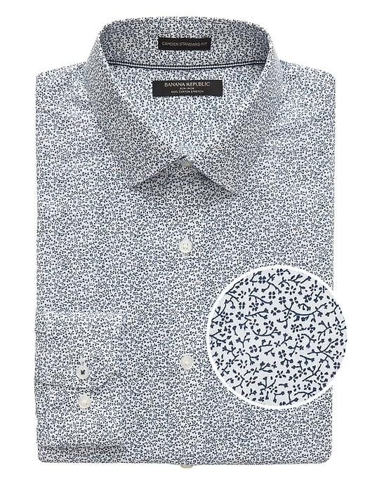 Banana Republic Mens Camden Standard-fit Non-iron Floral Shirt White Size L