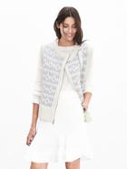 Banana Republic Womens Jacquard Zip Sweater Vest Size L - Gray Texture