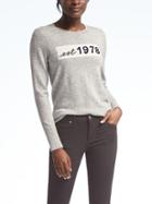 Banana Republic Italian Cashmere Blend 1978 Graphic Pullover - Light Gray Heather