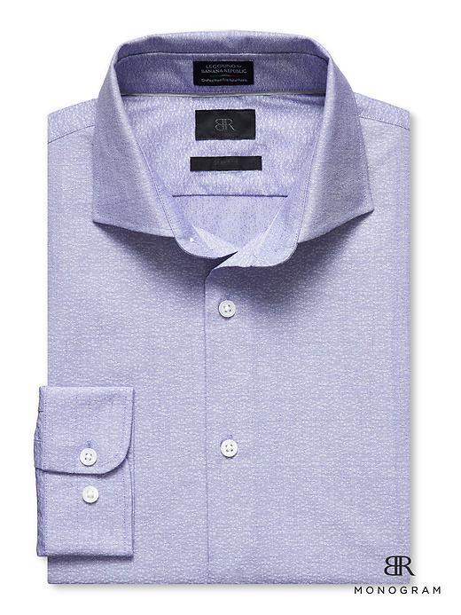 Banana Republic Mens Monogram Grant Fit Texture Print Shirt Size L Tall - Light Blue