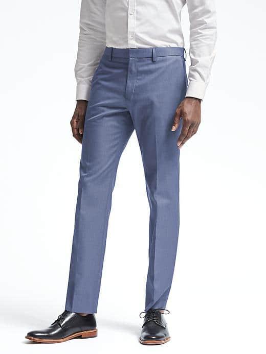 Banana Republic Mens Slim Non Iron Cotton Pant - Blue
