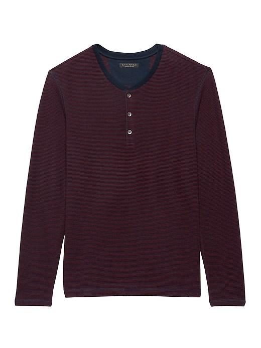 Banana Republic Mens Cotton-modal Waffle-knit Long-sleeve Henley T-shirt California Burgundy Size L
