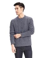 Banana Republic Mens Cable Knit Crew Pullover Size L Tall - Pitch Blue