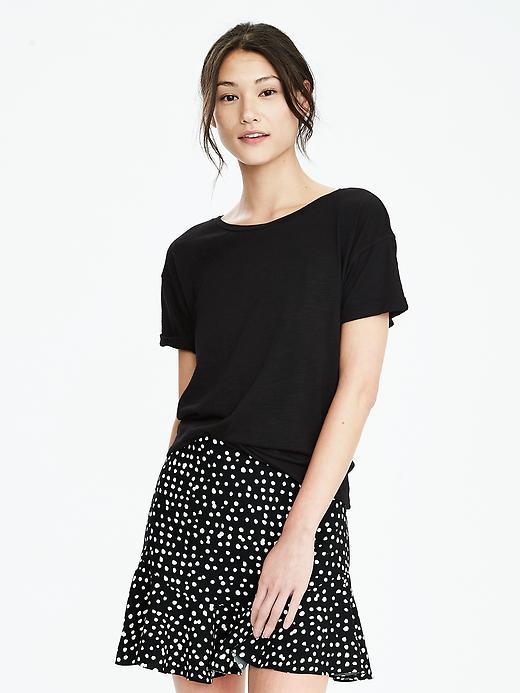 Banana Republic Womens Roll Sleeve Crew Tee Size L - Black