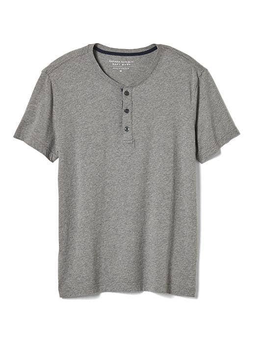 Banana Republic Mens Soft Wash Henley - Gray Sky