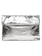Banana Republic Womens Silver Leather Foldover Clutch Size One Size - Silver