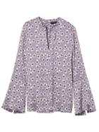 Banana Republic Womens Split-collar Flared-sleeve Shirt Silver Size Xl