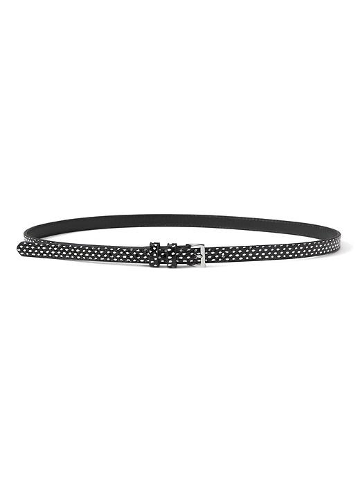 Banana Republic Womens Dot Snake Print Leather Skinny Trouser Belt Black & White Size M