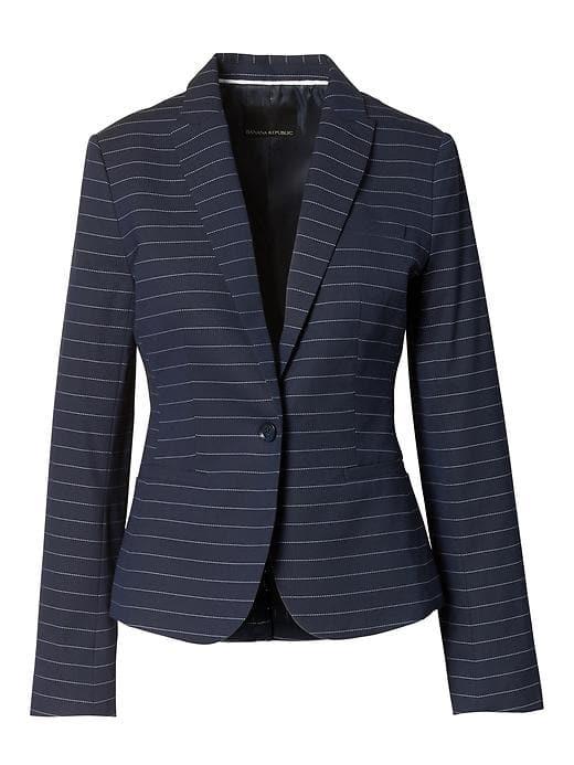 Banana Republic Womens Classic Fit Pinstripe Blazer - Navy Pinstripe