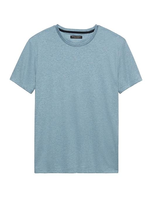 Banana Republic Mens Luxury-touch Crew-neck T-shirt Heather Light Blue Size Xxs
